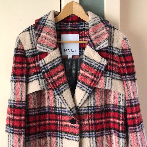 nvlt plaid long coat